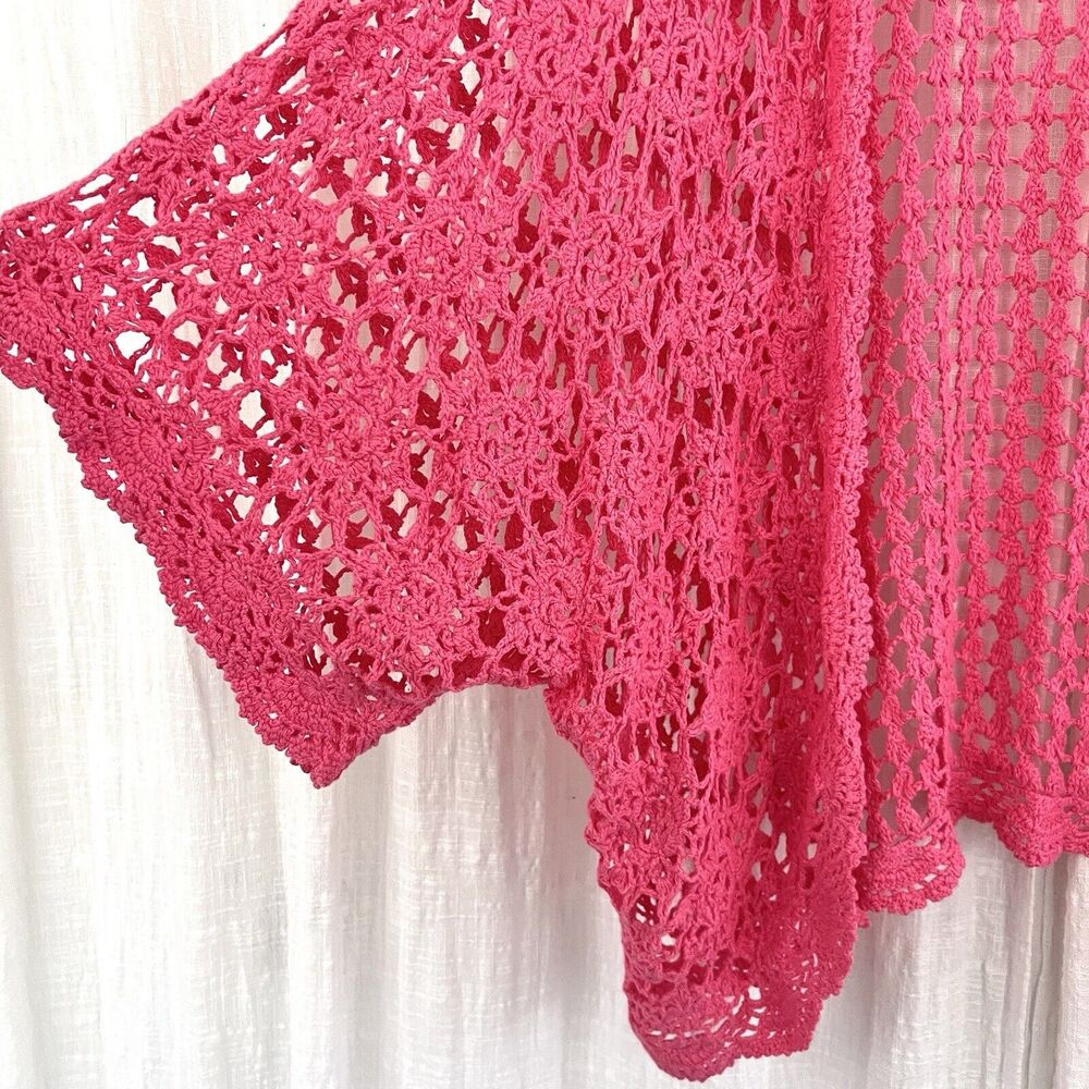 Jessica London Open Crochet Cardigan - Pink - Picture 4 of 8